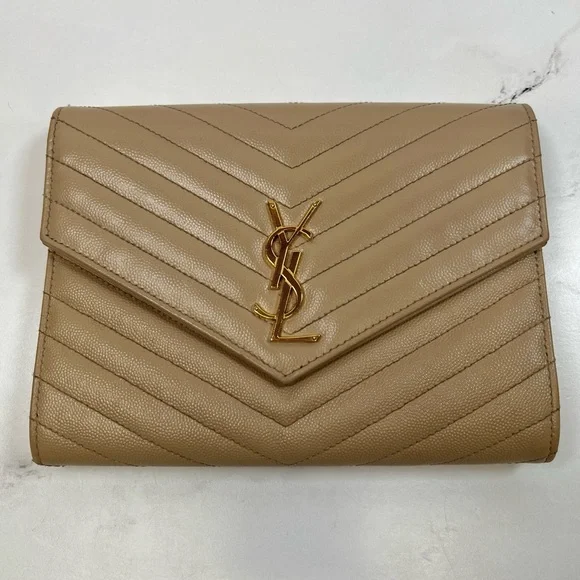 YSL Yves Saint Laurent Cassandre Matelasse Flap Pouch Wristlet Bag Clutch - Picture 2 of 7